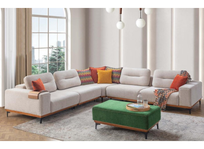 Designer Living room Set Consists of 2 pieces. Corner sofa L-shape and stool