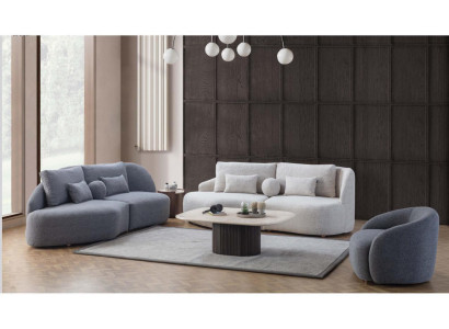 Gray-white Living room Suite 3+3 Seater designer textile armchair 3-piece