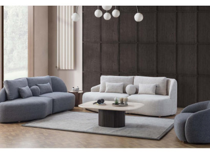 Gray-white Living room Suite 3+3 Seater designer textile armchair 3-piece