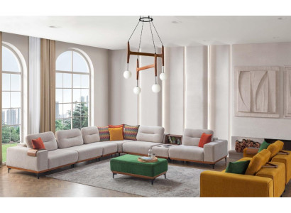 Designer Living room Corner sofa Luxury L-shape Couch Upholstery Stool 2-piece new