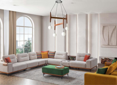 Designer Living room Corner sofa Luxury L-shape Couch Upholstery Stool 2-piece new