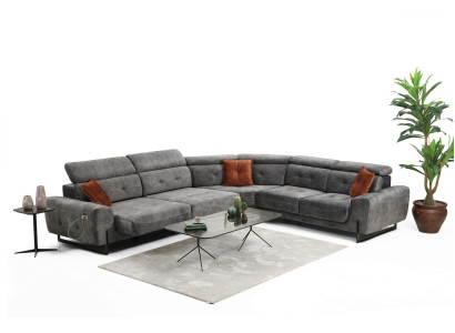 Gray Corner sofa Designer Living room Sofa Couch L-shape Upholstery Luxury Furniture Modern