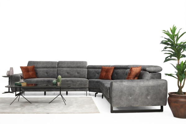 Gray Corner sofa Designer Living room Sofa Couch L-shape Upholstery Luxury Furniture Modern