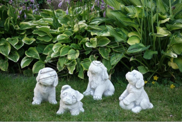 Garden Decoration Dog Patio Stone Figure Figurines Decorative Statue White
