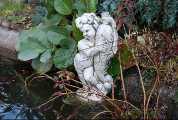 Garden figure angel Fontaine 42cm pond figure people cast stone