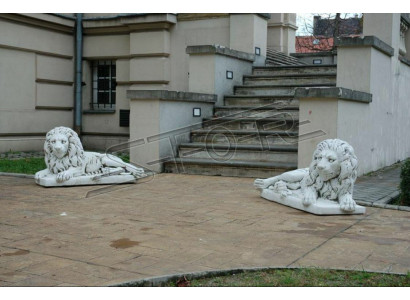 Lion Lying Statue Figure Garden Patio Decoration White Natural Sculpture