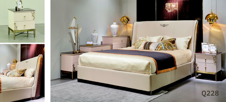Bedroom Set Beds Luxury Bed 2x Bedside table 3pcs 180x200 Bed