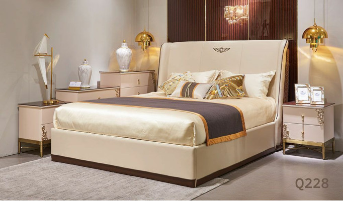 Bed 2x Bedside table 3 pcs. Bedroom Sets Design Modern Luxury Beds