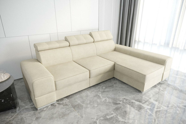 Design Corner sofa L-shape Couch Leather Beige Living room Elegant Luxury Modern Furniture