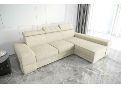 Design Corner sofa L-shape Couch Leather Beige Living room Elegant Luxury Modern Furniture