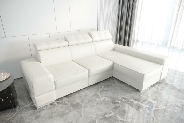 Design Corner sofa L-shape Couch Leather Beige Living room Elegant Luxury Modern Furniture