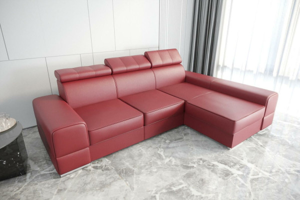 Design Corner sofa L-shape Couch Leather Beige Living room Elegant Luxury Modern Furniture