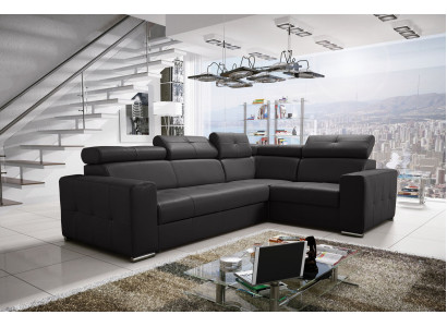 Corner sofa Couch upholstery Living room Leather L-shape new Modern Black Design Sofas