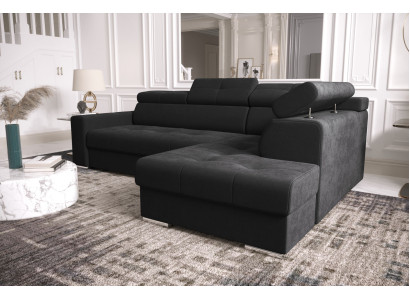 Corner sofa L-shape Couch Upholstery Living room Couches Sofas Modern Black Design