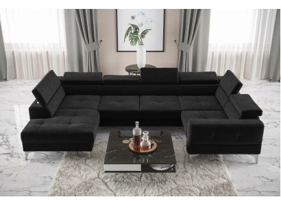 Modern Luxury Automatic Corner sofa Fabric U-shape Couch Textile Black Elegant new