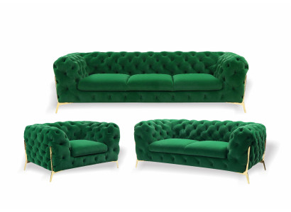 Chesterfield 3 Seater Couch Upholstery Textile Couches Seat Living room Sofa Velvet new