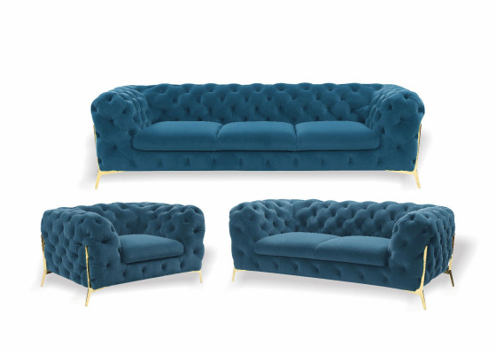 Chesterfield 3 Seater Couch Upholstery Textile Couches Seat Living room Sofa Velvet new