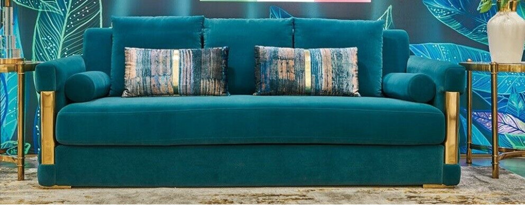 stainless steel three-seater sofa 3 seater living landscape sofas upholstery textile new