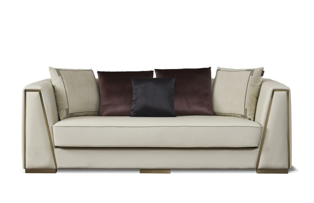 Luxury 3 Seater Couch Upholstery Sofa Leather Fabric Textile Couches Suite Three Seater