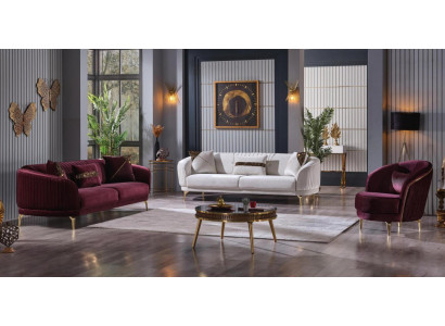 Luxury Living room set Modern stainless steel sofas Upholstered furniture three seater