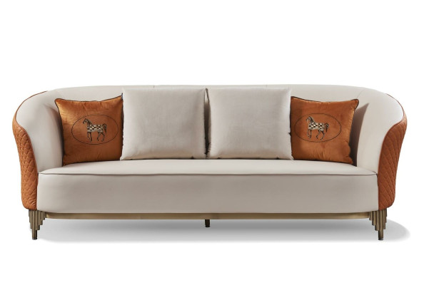 Beige-Orange Living room Couch Set Luxurious 3+2 Seater Set 2-piece.