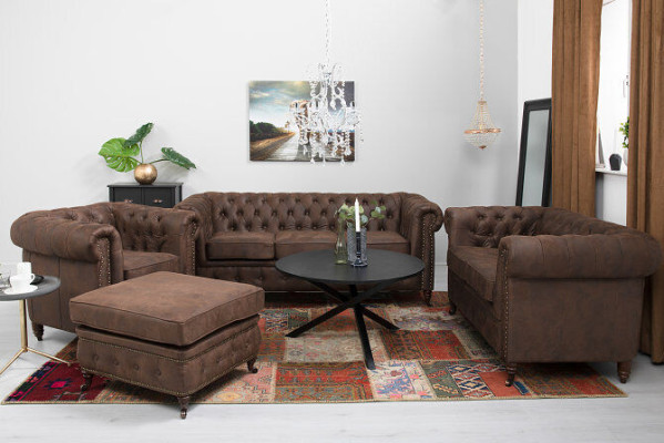 Chesterfield Couch Seat Upholstery 321 Stool Seater Suite Sofa Sofas Footstool