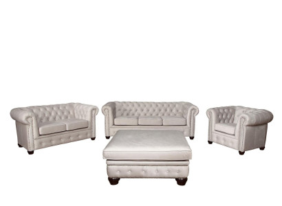 Chesterfield Sofa set Couch Set 321+Stool Seat Upholstery Sets Textile