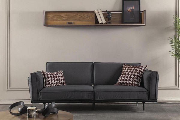 Italian style furniture sofa set gray couch sofa seat cushions loft 3 pieces.