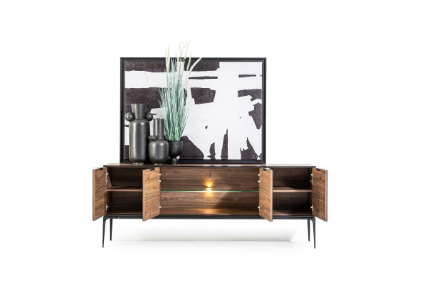 Chest of drawers in brown mirror doors Modern style with storage Chests of drawers Sideboard