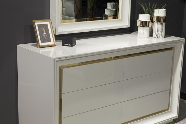 Chest of drawers Mirror modern style White sideboard drawers for storage