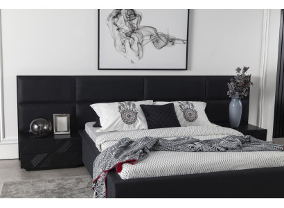 Upholstered bed Black Textile for Bedroom Luxurious Modern Style new
