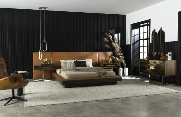 Bed Color Brown Imitation leather Modern Style Luxury Bedroom Comfort abel