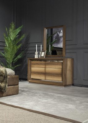 Chest of drawers + Mirror Modern Style Brown with Storage Luxury Set new
