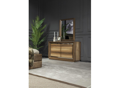 Chest of drawers + Mirror Modern Style Brown with Storage Luxury Set new