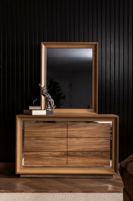 Brown Chest of drawers in a modern style + Mirror with practical storage