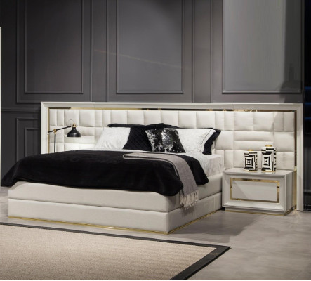 Luxury Furniture Bed 160x200 cm Double bed Furniture modern in White Bed frame e