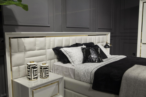 Luxury Furniture Bed 160x200 cm Double bed Furniture modern in White Bed frame e