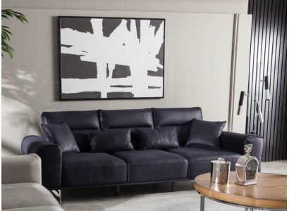 Soft Design Couch Upholstery Furniture Luxury Three Seater Couches Black Sofas