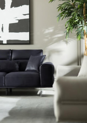 Soft Design Couch Upholstery Furniture Luxury Three Seater Couches Black Sofas