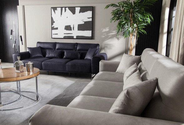 Soft Design Couch Upholstery Furniture Luxury Three Seater Couches Black Sofas