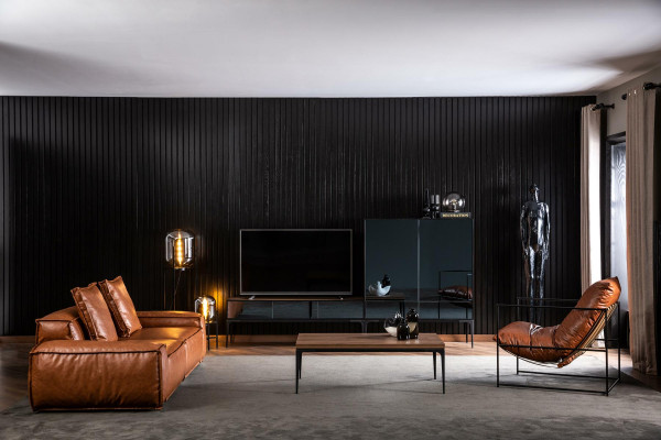 TV-cabinet Wall unit with Mirror tv Fronts Wardrobe Black Brown Wardrobe Wall