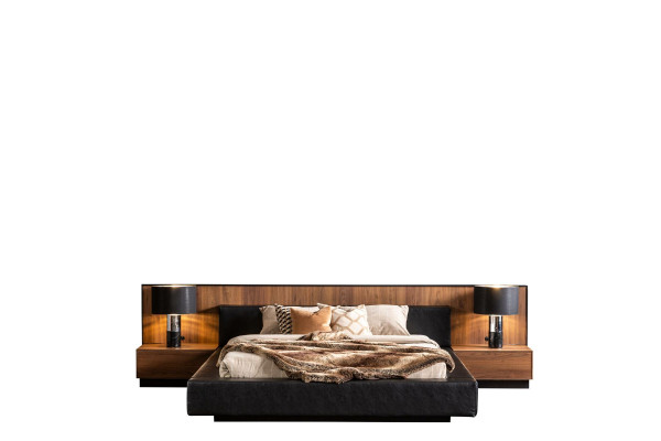 Luxury Bed with Bedside Tables Loft Bedroom Furniture Beds Sets Upholstered