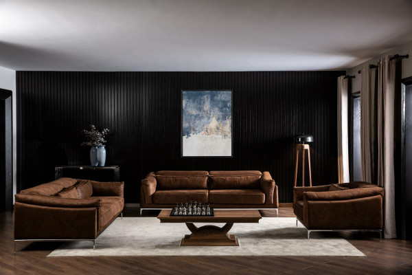 Three Seater Couch Sofa Furniture Soft Couches Brown Suede Look Sofas