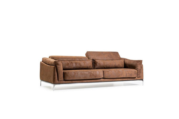 Three Seater Couch Sofa Furniture Soft Couches Brown Suede Look Sofas