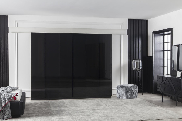 Wardrobe Wardrobe 264cm Cabinets Furniture Bedroom Black Wooden Cabinet