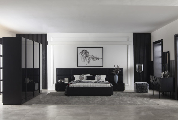 Wardrobe Wardrobe 264cm Cabinets Furniture Bedroom Black Wooden Cabinet