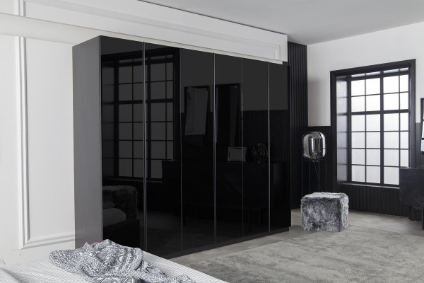 Wardrobe Wardrobe 264cm Cabinets Furniture Bedroom Black Wooden Cabinet