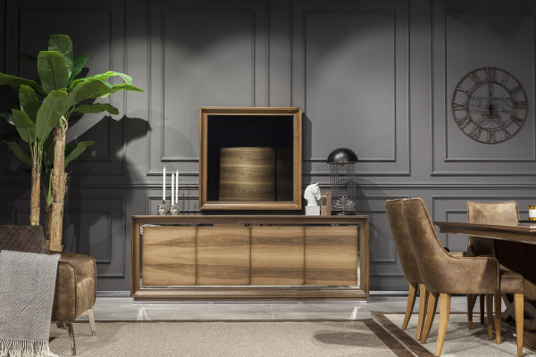 Beautiful brown Chest of drawers with Mirror for Dining room in Italian design