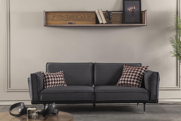 Luxury Sofa Three Seater Italian Style Furniture Gray Upholstery Couch Soft