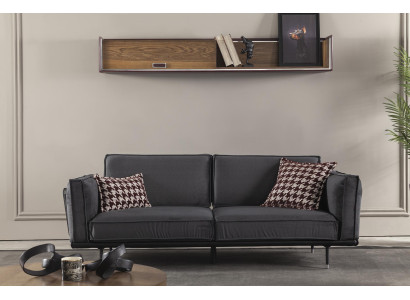 Luxury Sofa Three Seater Italian Style Furniture Gray Upholstery Couch Soft